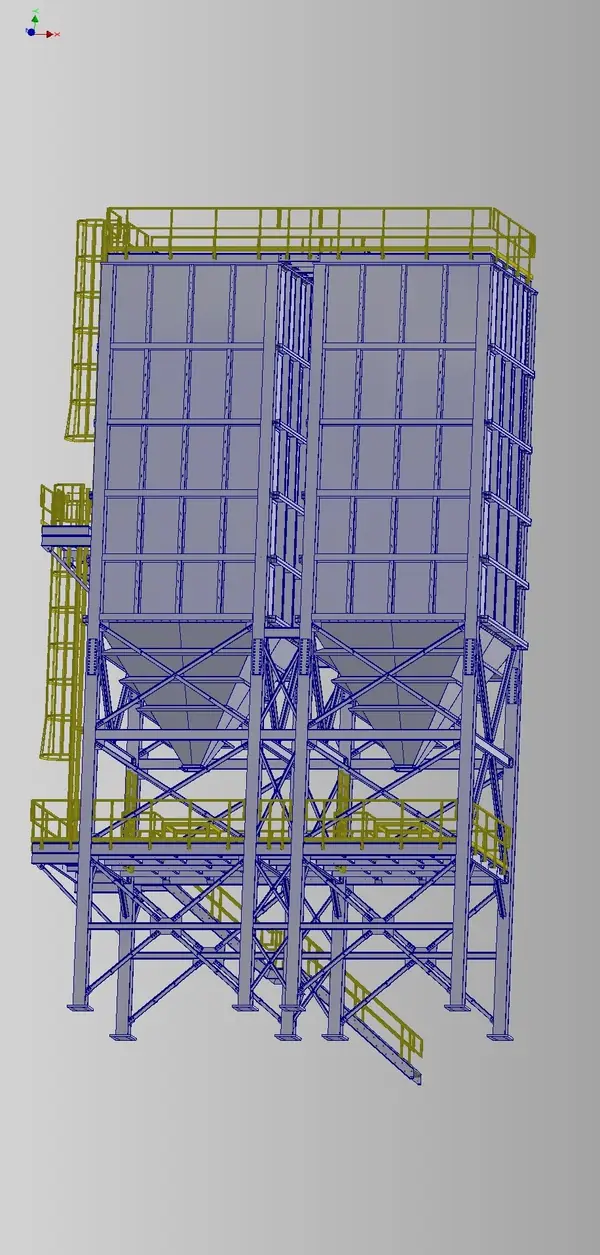 3D model of a silo support structure