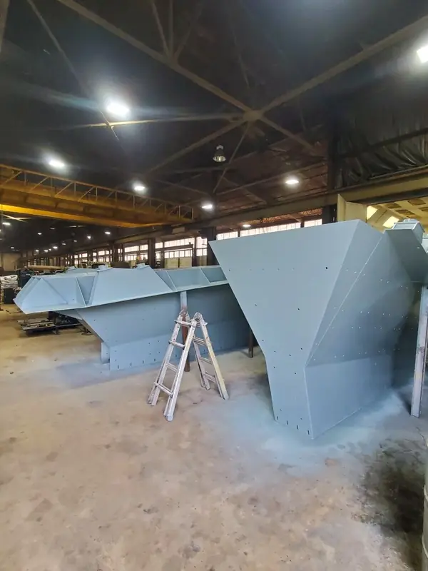 Painted steel chutes ready for shipment
