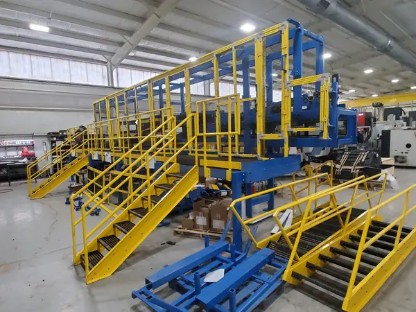 Fabricated steel stairs, platforms and handrails
