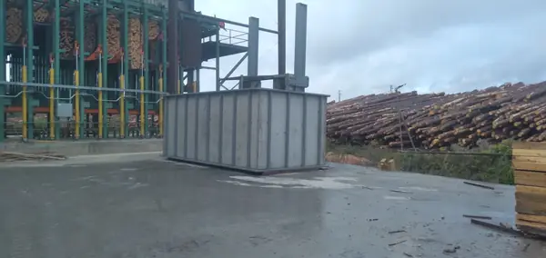 Fabricated steel enclosure installed at a mill wood yard